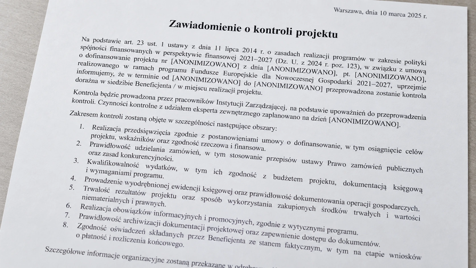 Płatność końcowa a trwałość projektu