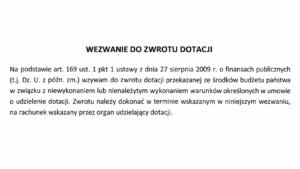 Demand for repayment of a grant