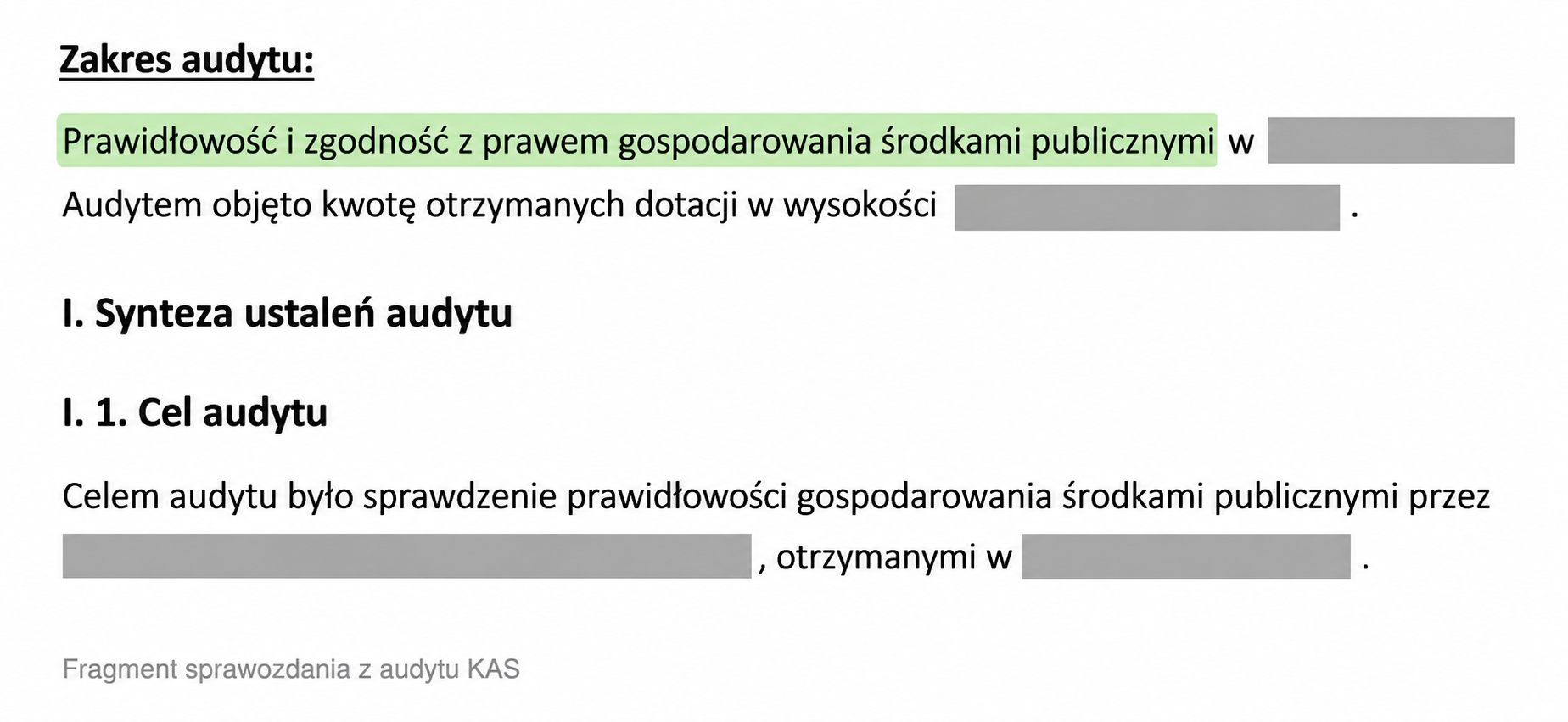 Excerpt from a KAS audit report