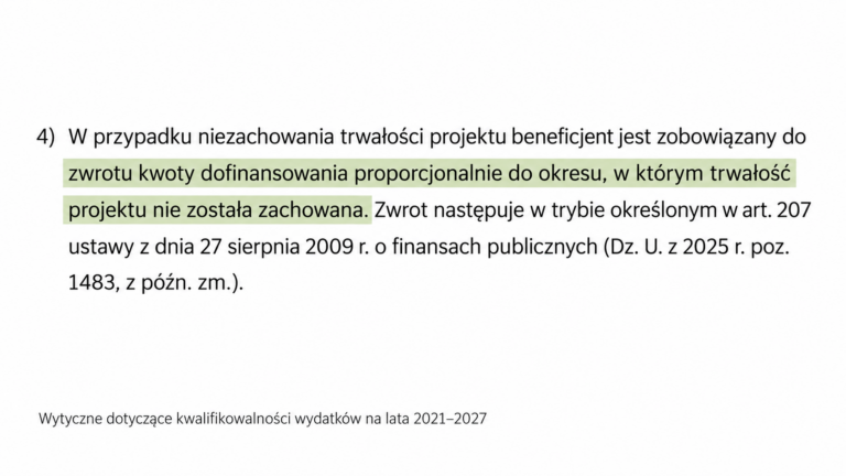 breach of project sustainability requirements